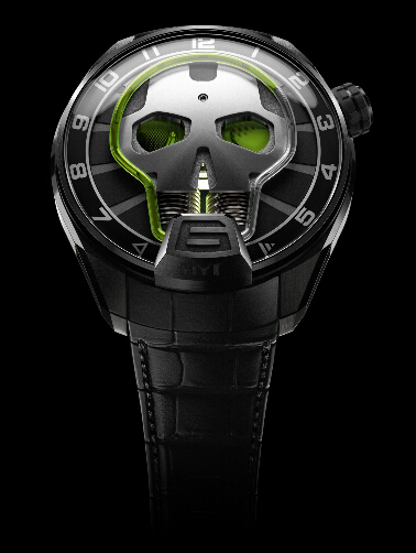 Buy HYT Skull Green Eye Black DLC Titanium 2015 151-TD-41-GF-AB replica watch